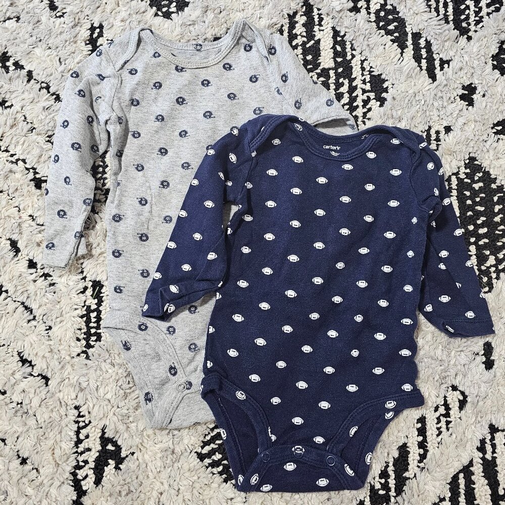 Carter's Baby Boy 2 piece Long Sleeve Football Bodysuits 12M